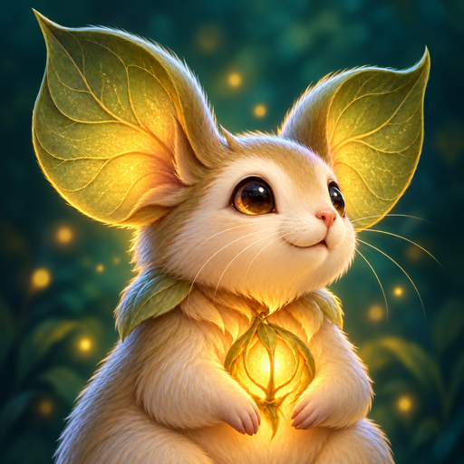 Pip, a leaf-eared forest companion, holding a glowing lantern.